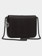 Downing Italian Python Leather Handbag Midnight
