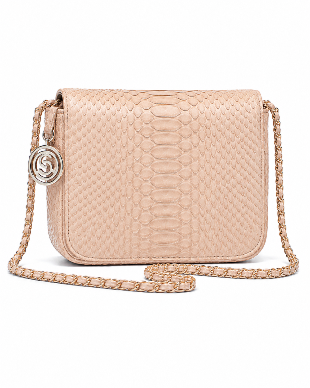 Downing Italian Python Leather Handbag Creme