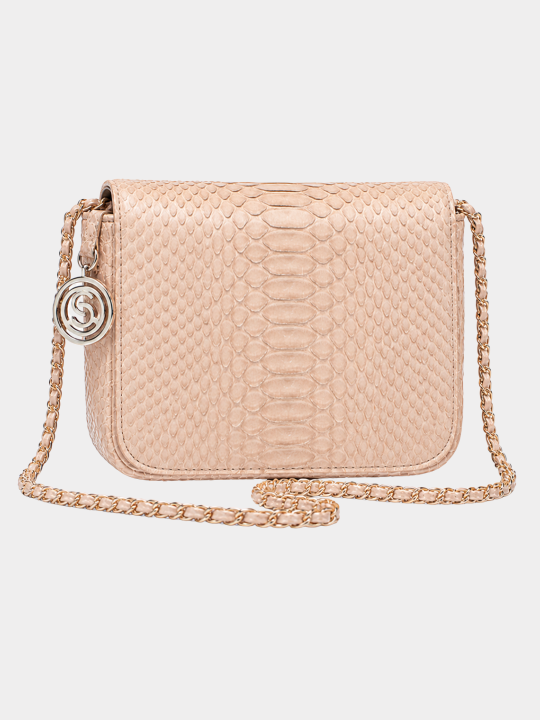 Downing Italian Python Leather Handbag Creme