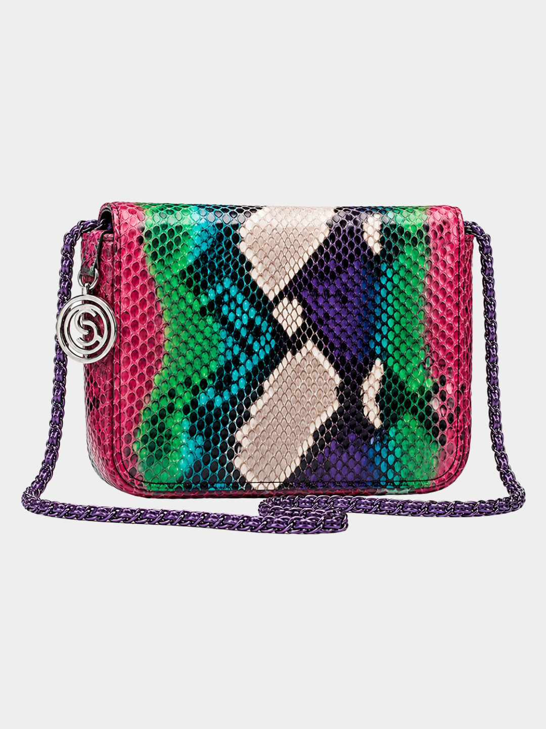 Downing Italian Python Leather Handbag City Lights