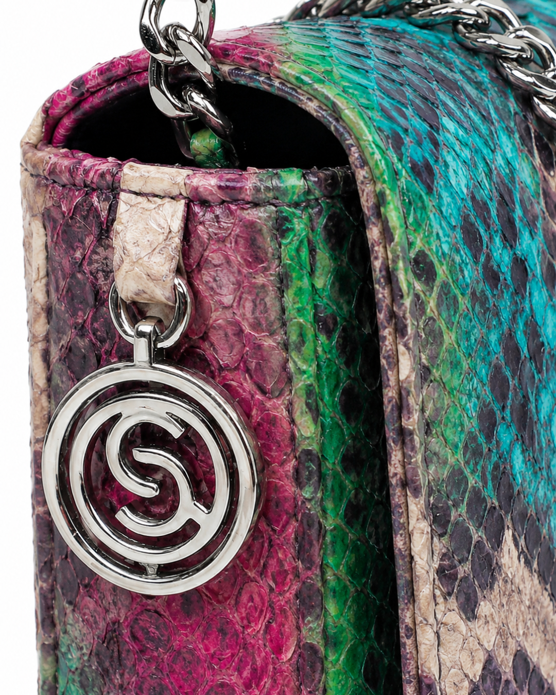 Downing Italian Python Leather Handbag City Lights