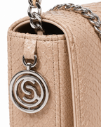 Downing Italian Python Leather Handbag Creme