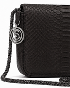 Downing Italian Python Leather Handbag Midnight
