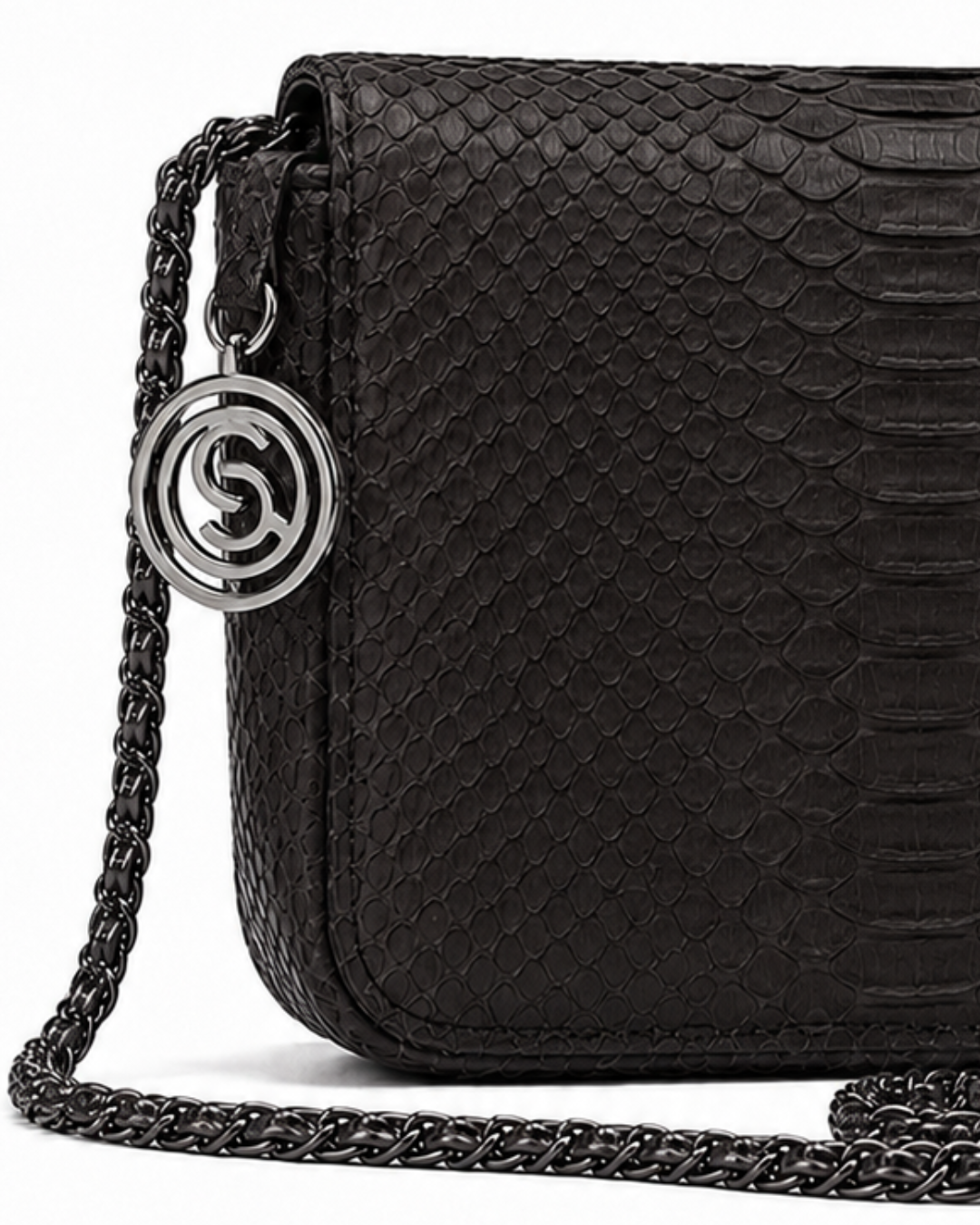 Downing Italian Python Leather Handbag Midnight