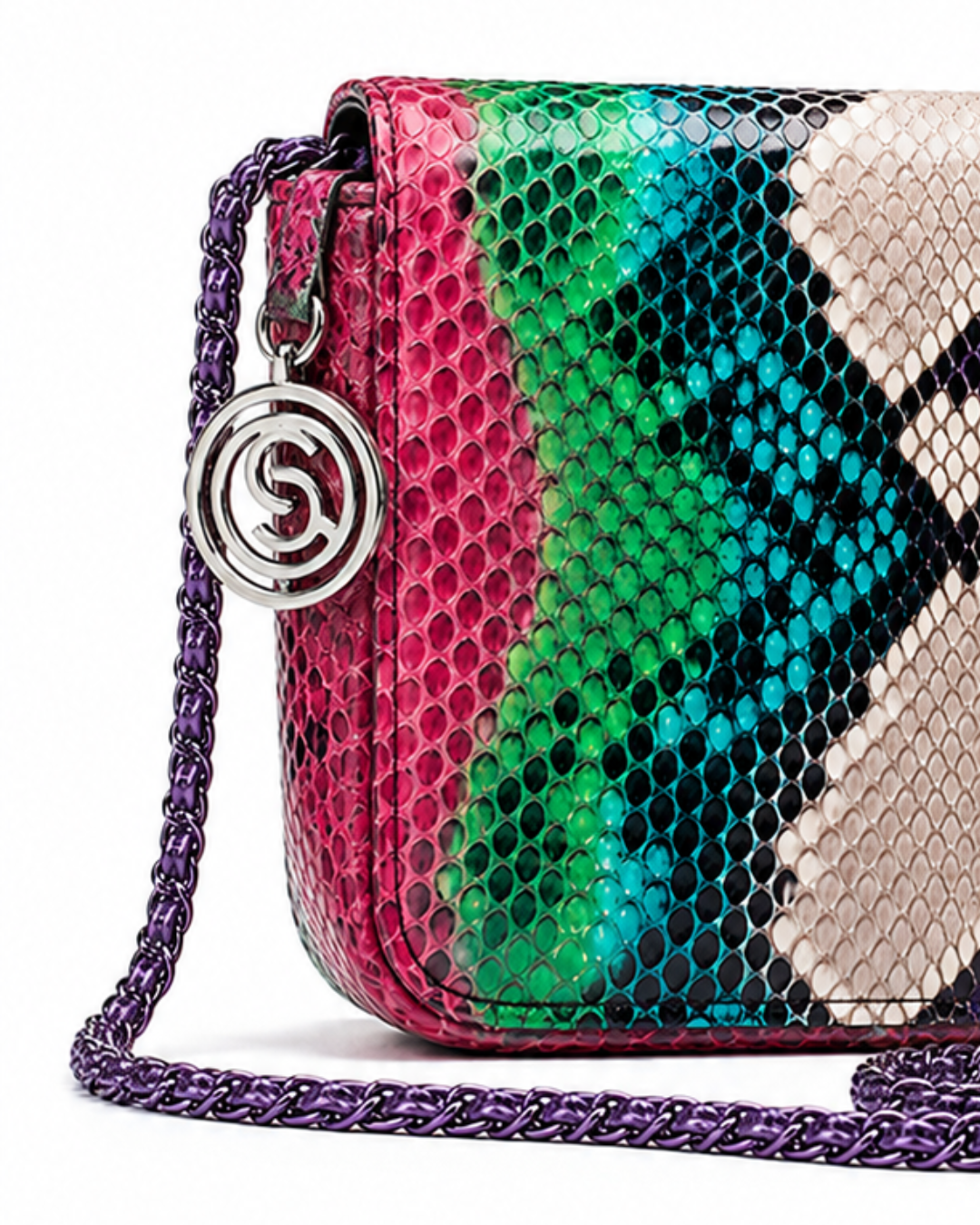 Downing Italian Python Leather Handbag City Lights