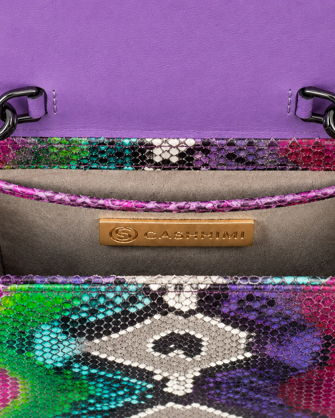 Downing Italian Python Leather Handbag City Lights