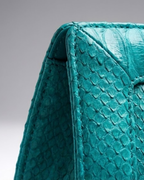 Malibu Italian Python Clutch Handbag Turquoise
