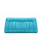 Malibu Italian Python Clutch Handbag Turquoise