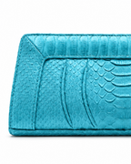 Malibu Italian Python Clutch Handbag Turquoise