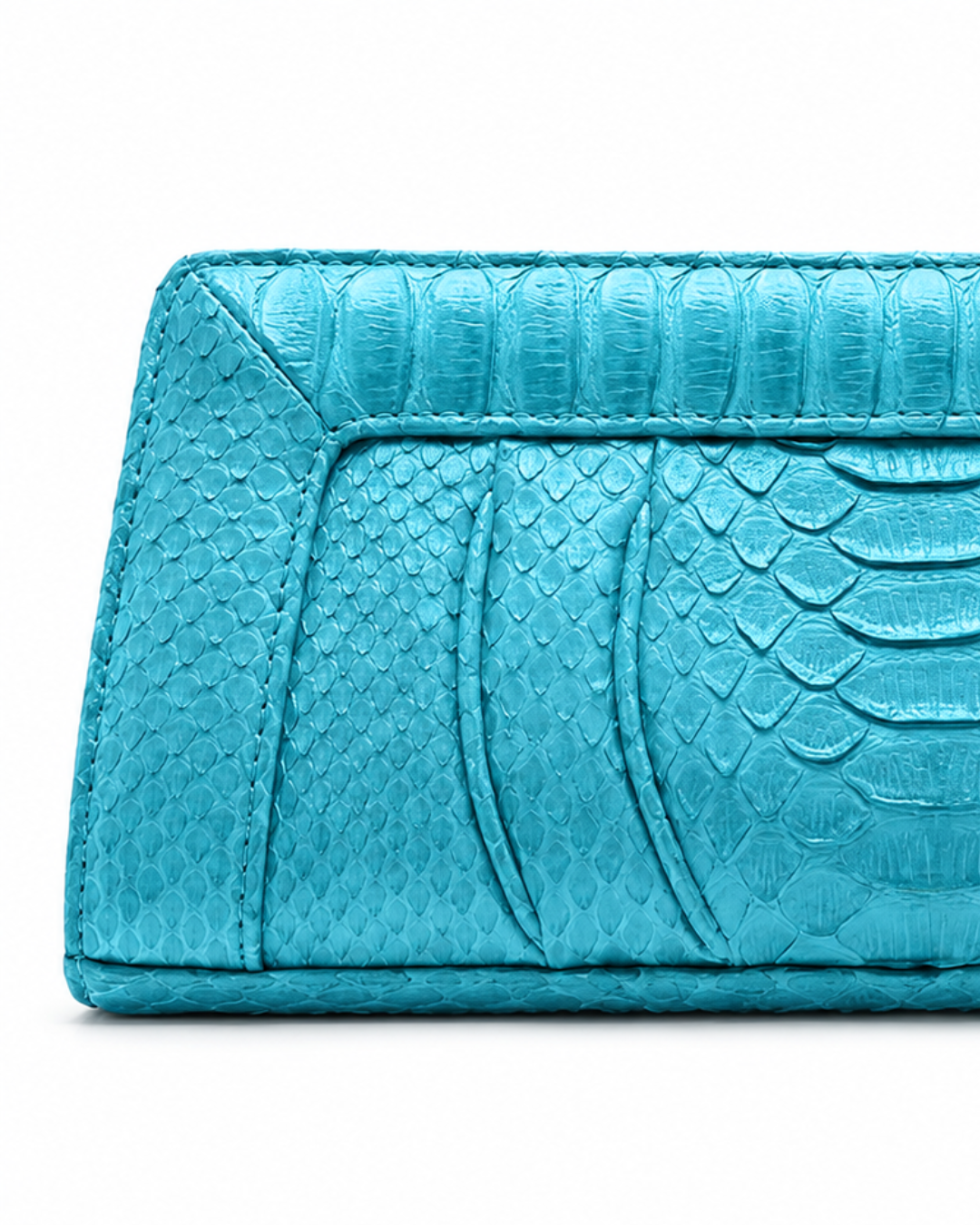 Malibu Italian Python Clutch Handbag Turquoise