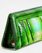 Malibu Italian Python Clutch Handbag Green Glow