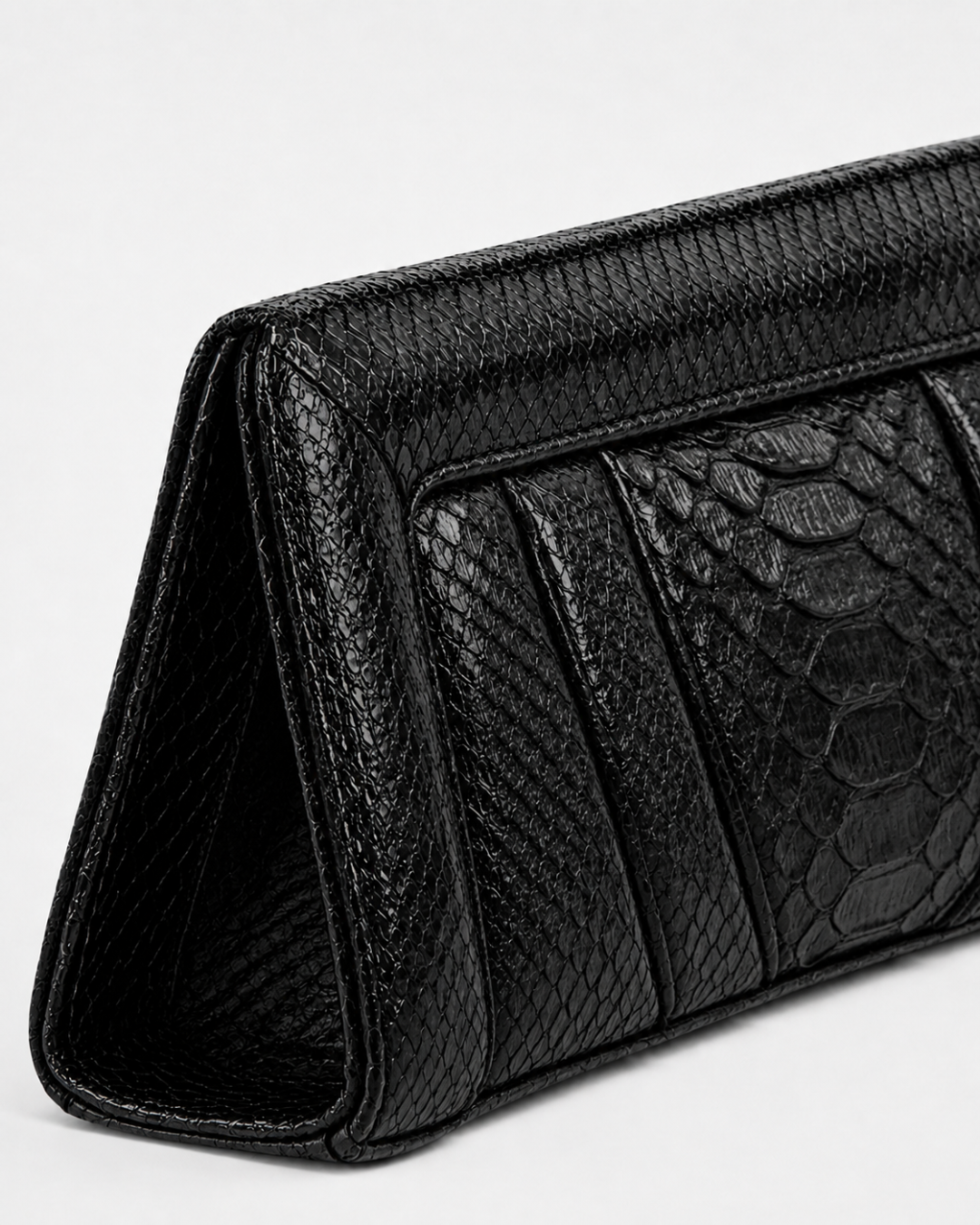 Malibu Italian Python Clutch Handbag Midnight