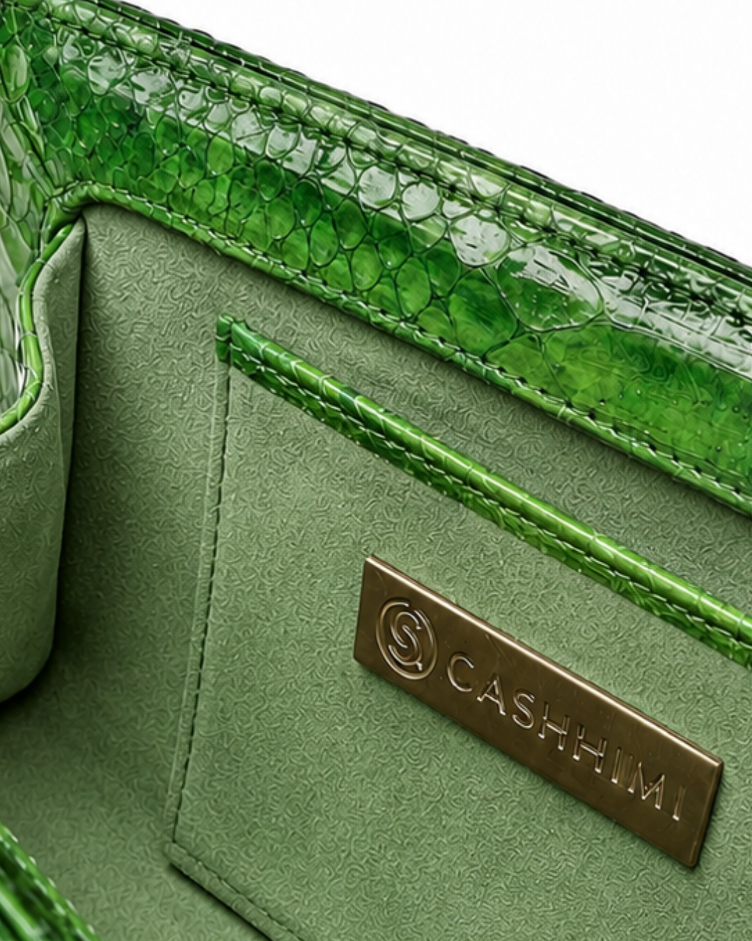 Malibu Italian Python Clutch Handbag Green Glow