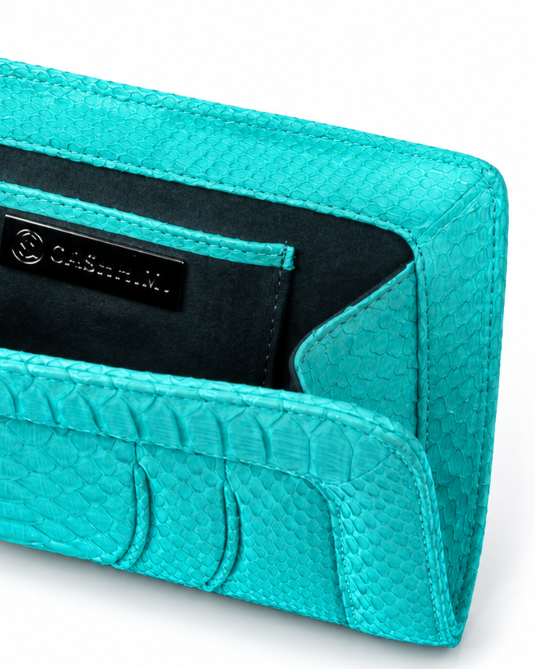 Malibu Italian Python Clutch Handbag Turquoise