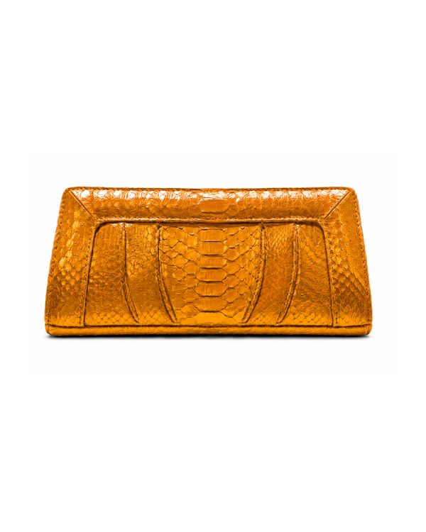 Malibu Italian Python Clutch Handbag Bronz