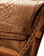 Metropolis Italian Python Leather Handbag Bronz
