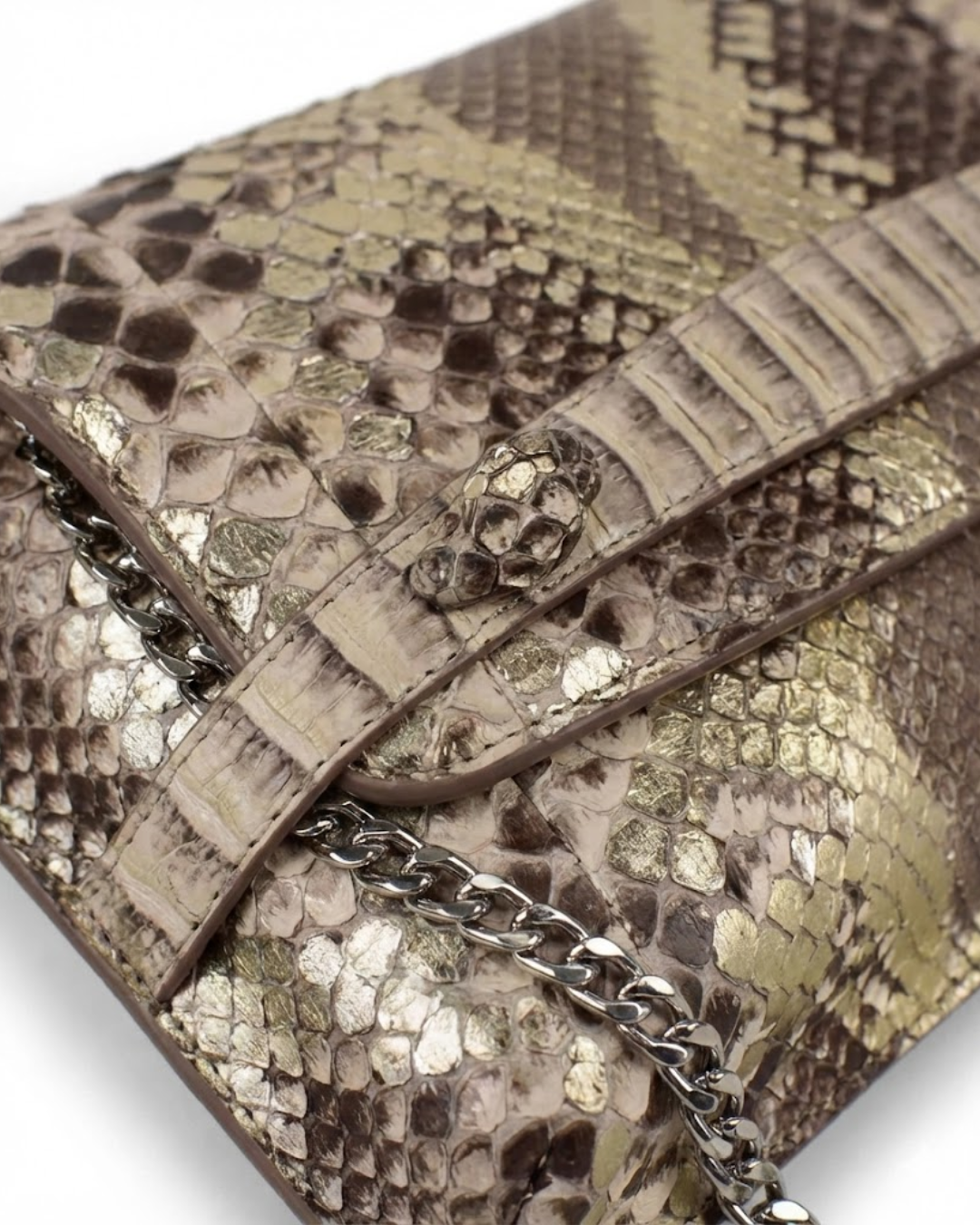 Metropolis Italian Python Leather Handbag Forest