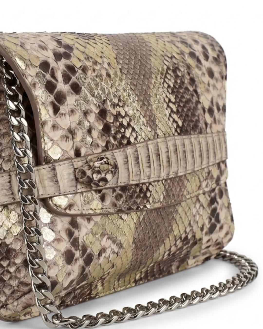 Metropolis Italian Python Leather Handbag Forest