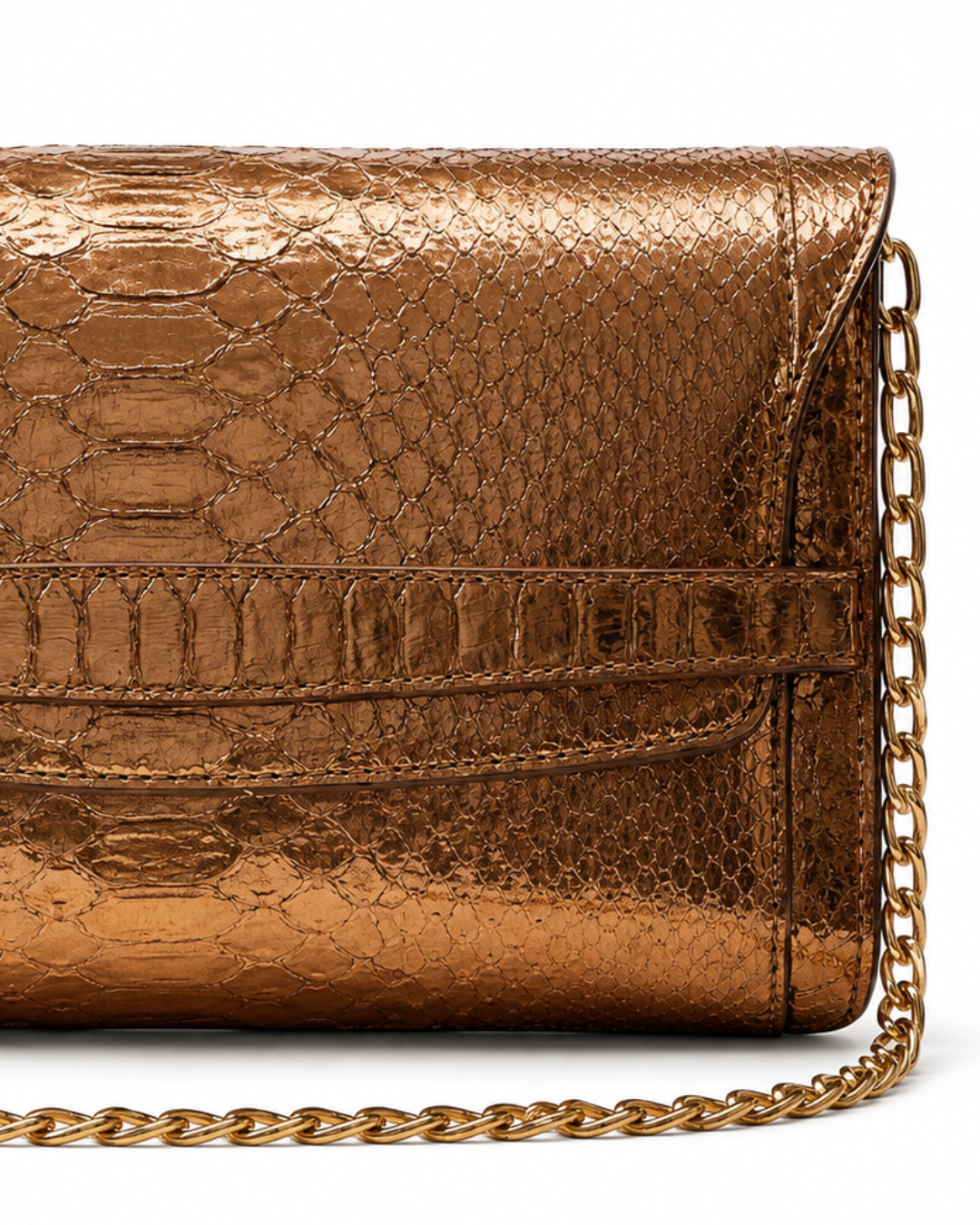 Metropolis Italian Python Leather Handbag Bronz