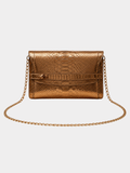 Metropolis Italian Python Leather Handbag Bronz