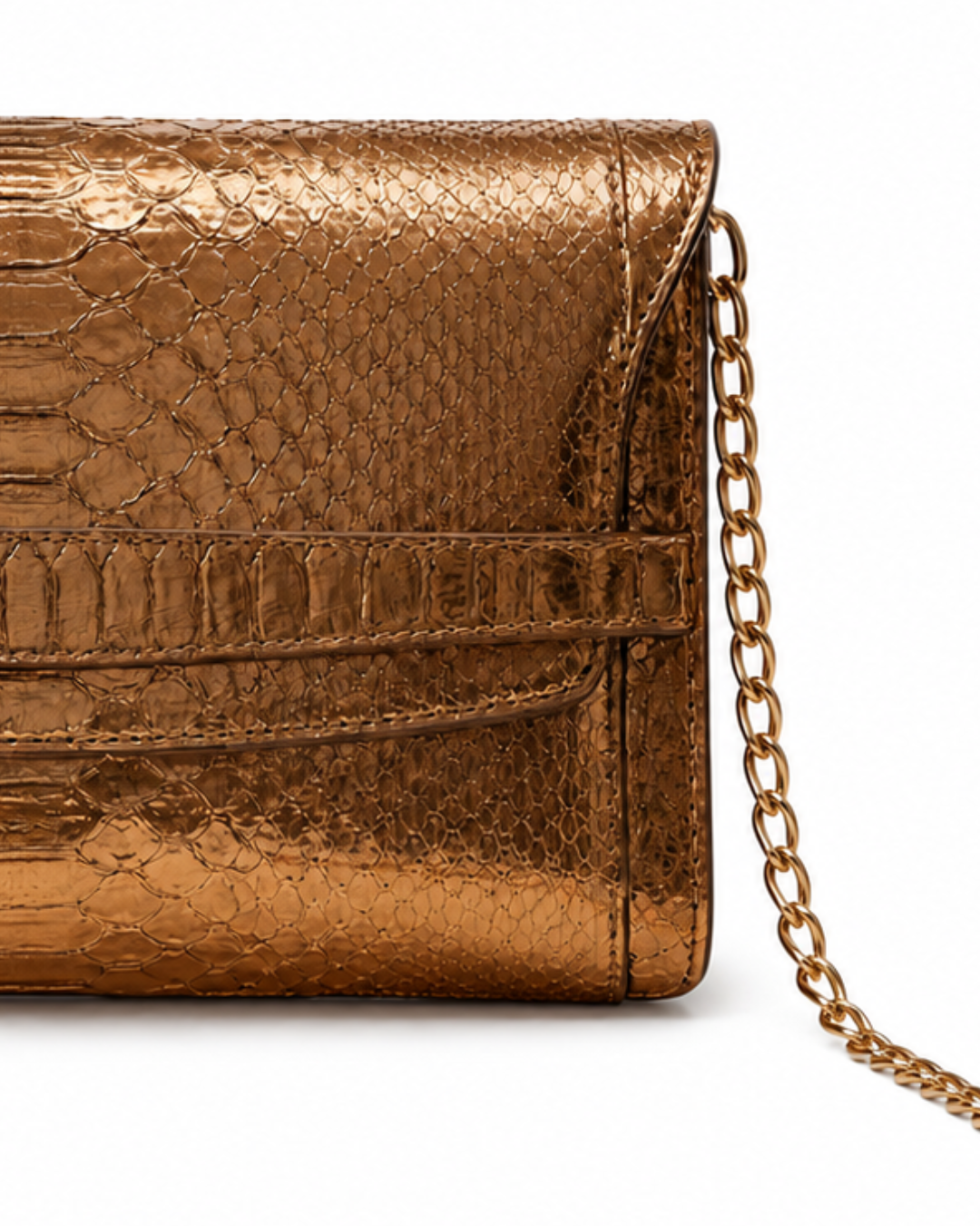 Metropolis Italian Python Leather Handbag Bronz