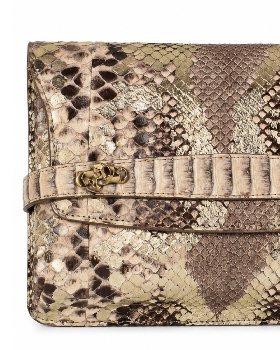 Metropolis Italian Python Leather Handbag Forest