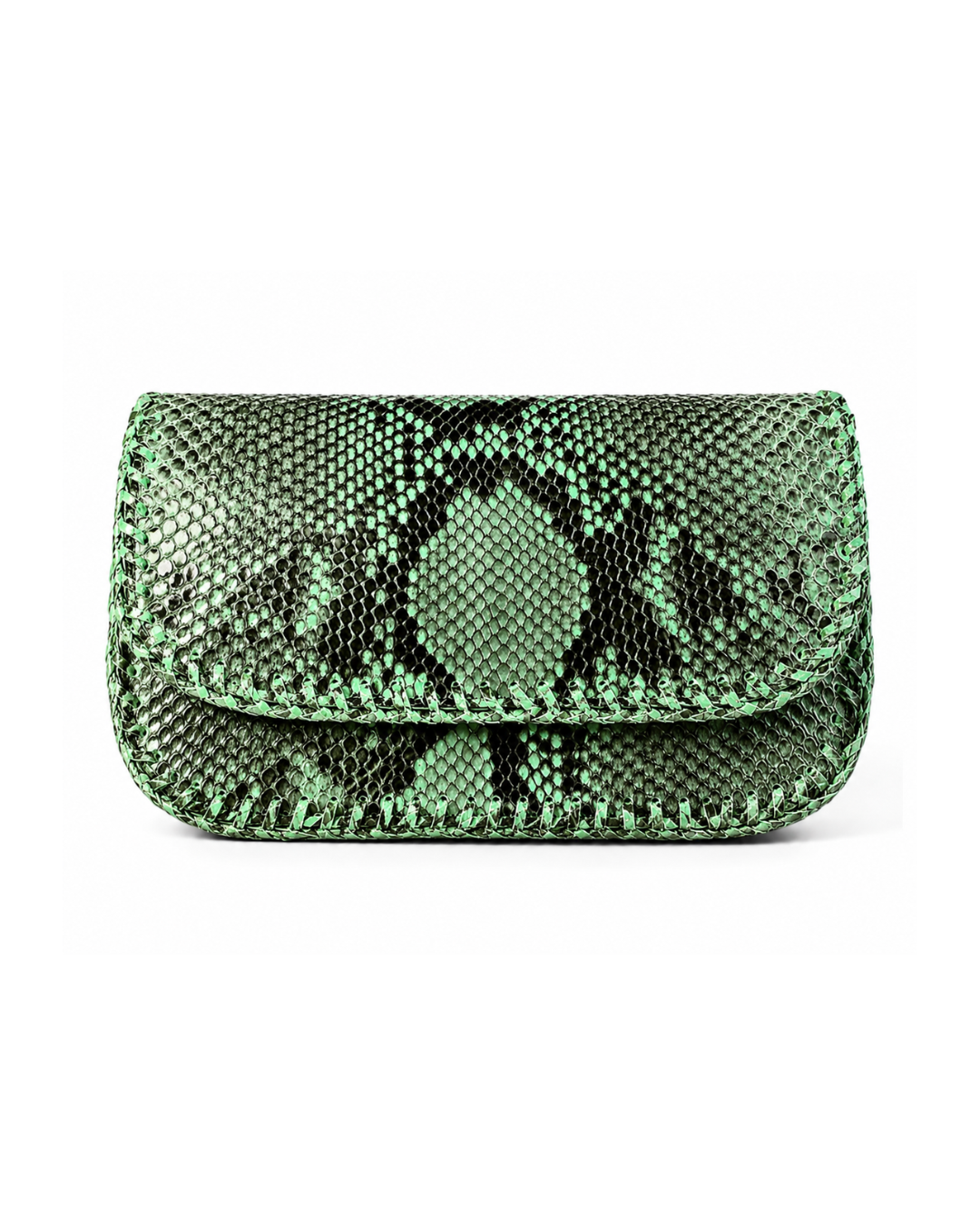 Milano Italian Python Clutch Handbag Green