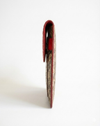 Monica Italian Python Leather Clutch Handbag Red