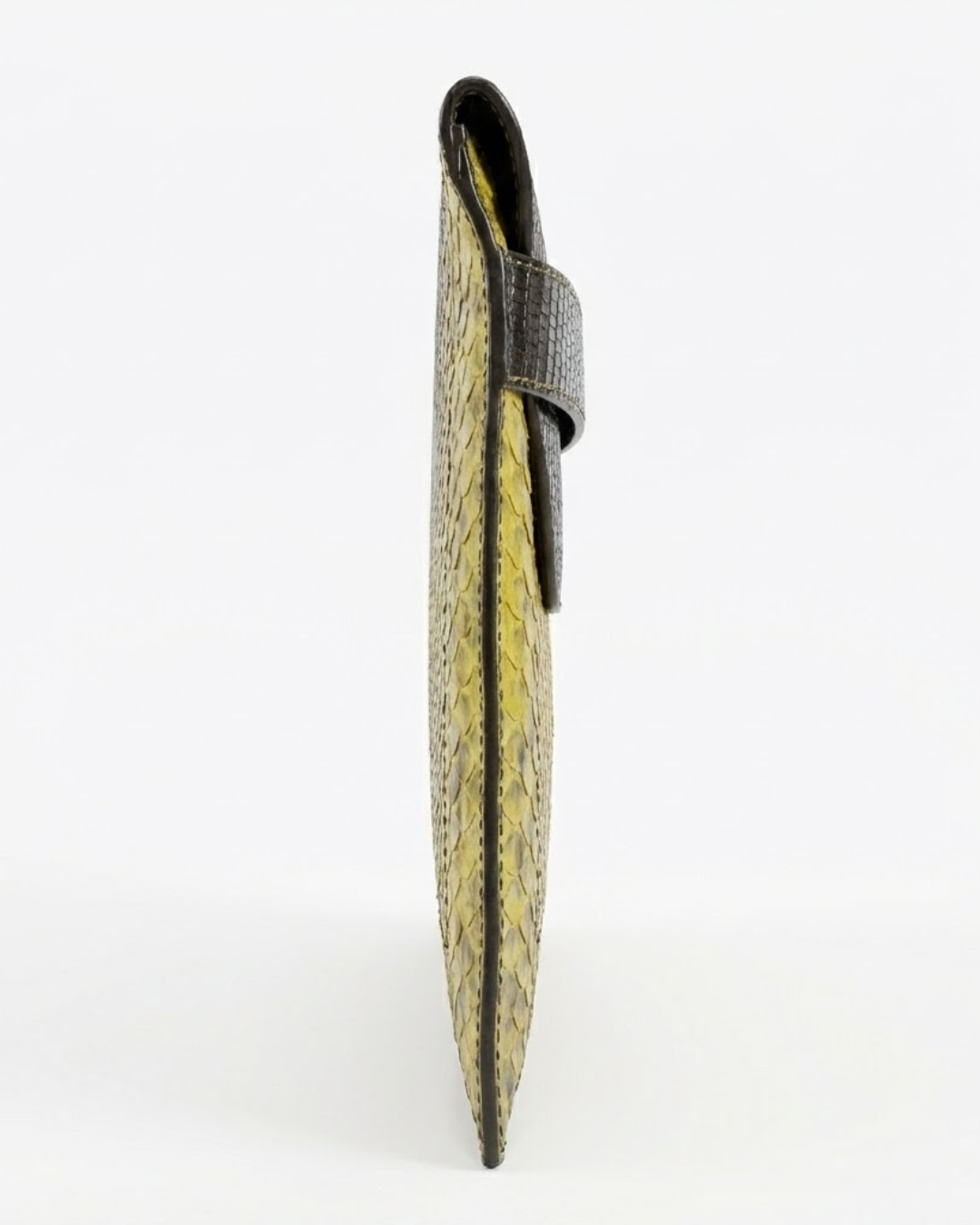 Monica Italian Python Leather Clutch Handbag Yellow