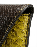 Monica Italian Python Leather Clutch Handbag Yellow