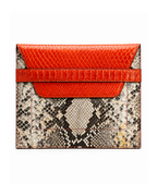 Monica Italian Python Leather Clutch Handbag Red