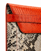 Monica Italian Python Leather Clutch Handbag Red