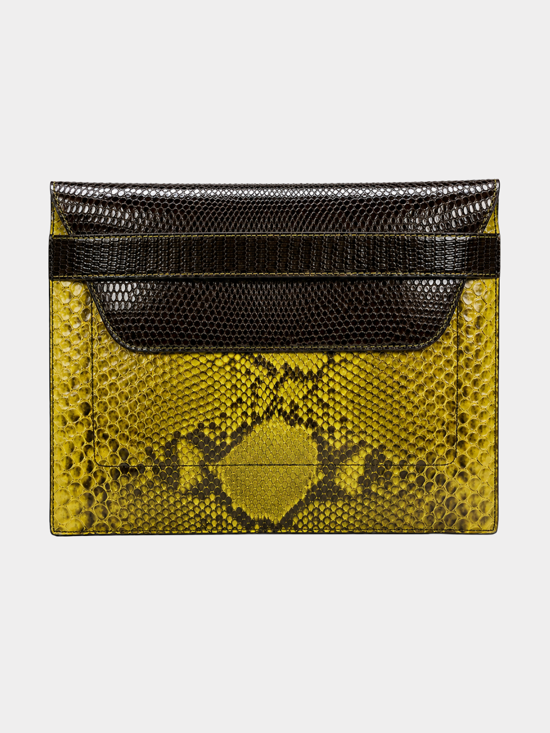 Monica Italian Python Leather Clutch Handbag Yellow