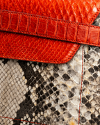 Monica Italian Python Leather Clutch Handbag Red