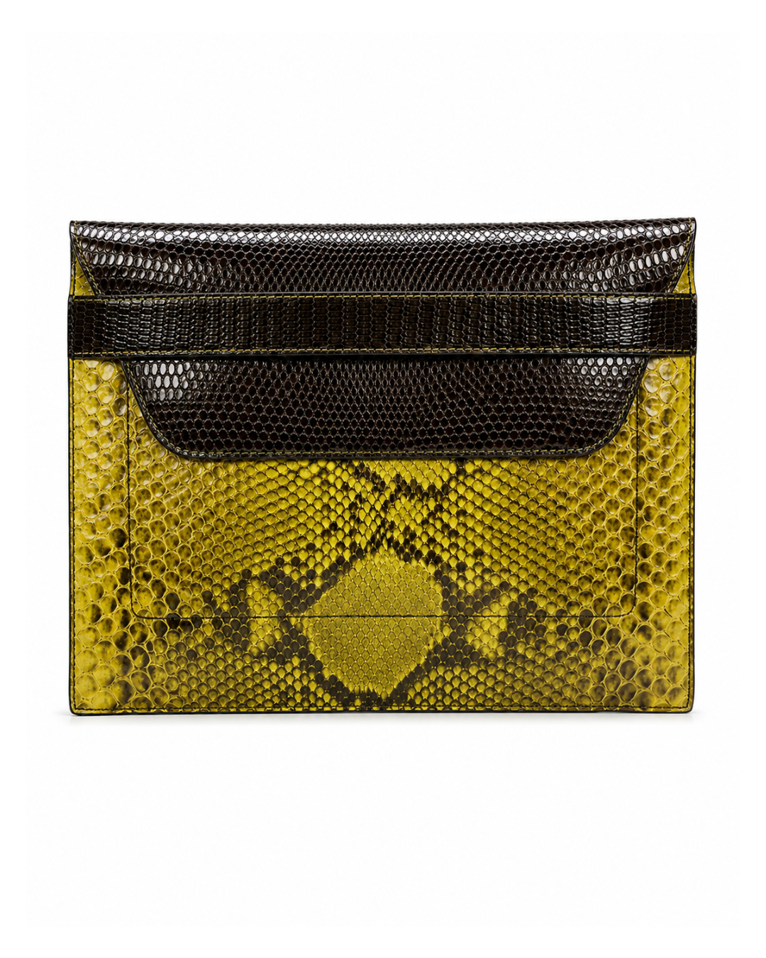 Monica Italian Python Leather Clutch Handbag Yellow