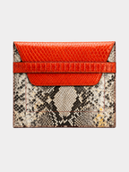 Monica Italian Python Leather Clutch Handbag Red