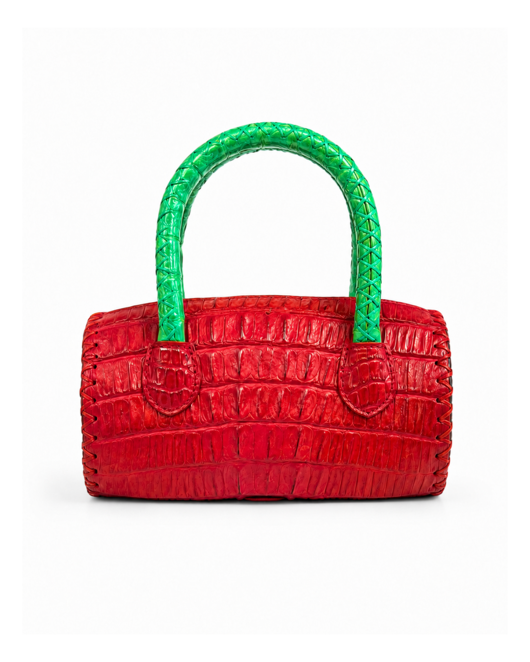 Mykonos Red Crocodile Italian Leather Handbag