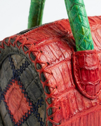 Mykonos Red Crocodile Italian Leather Handbag