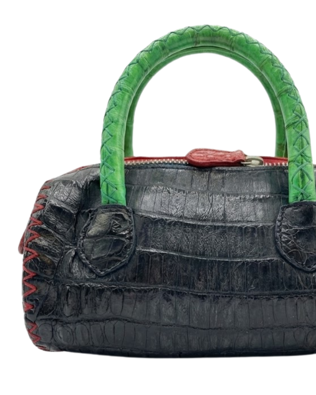 Mykonos Red Crocodile Italian Leather Handbag