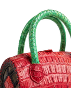 Mykonos Red Crocodile Italian Leather Handbag