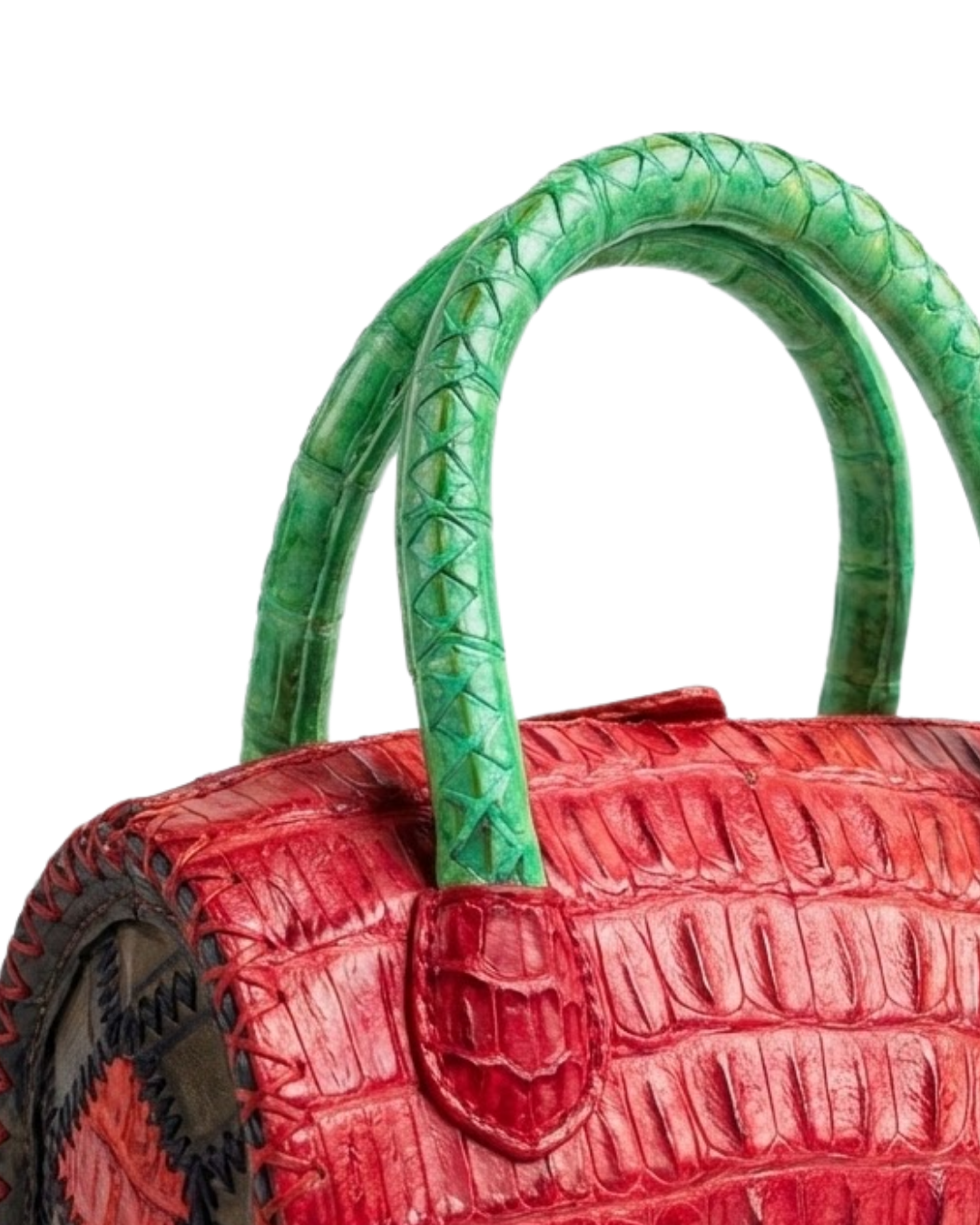 Mykonos Red Crocodile Italian Leather Handbag