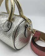 Mykonos Silver Python Italian Leather Handbag