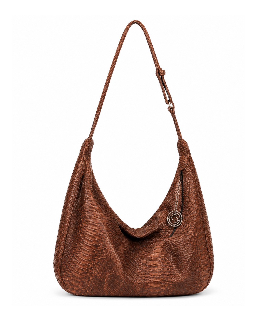 Orlando Italian Python Leather Handbag Brown