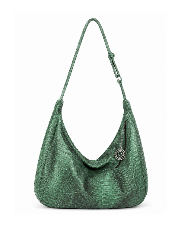 Orlando Italian Python Leather Handbag Emarald