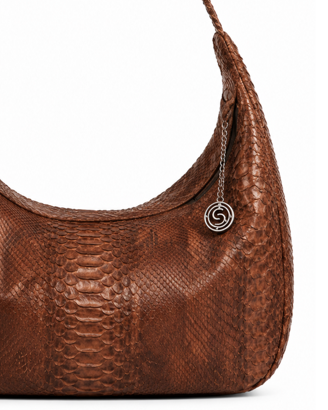 Orlando Italian Python Leather Handbag Brown