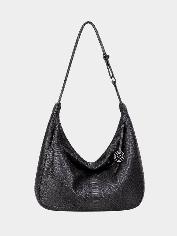 Orlando Italian Python Leather Handbag Midnight