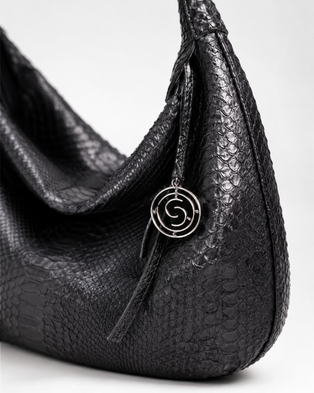 Orlando Italian Python Leather Handbag Midnight