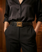 Roxan Belt with Italian Python Leather Midnight