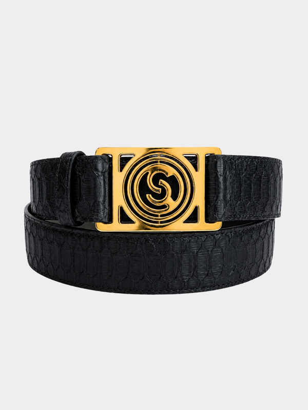 Roxan Belt with Italian Python Leather Midnight