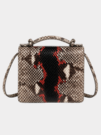 Annapolis Italian Python Leather Handbag Zebra Red